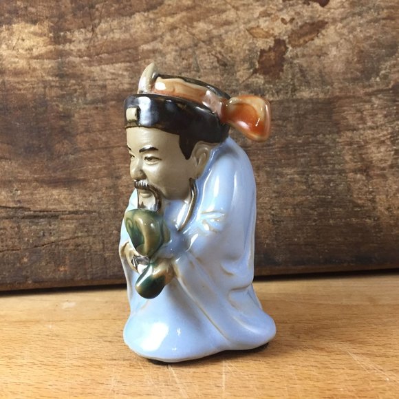 Chinese Diety Wiseman Confucious Figurine Pottery Figure Pagan - Picture 1 of 4